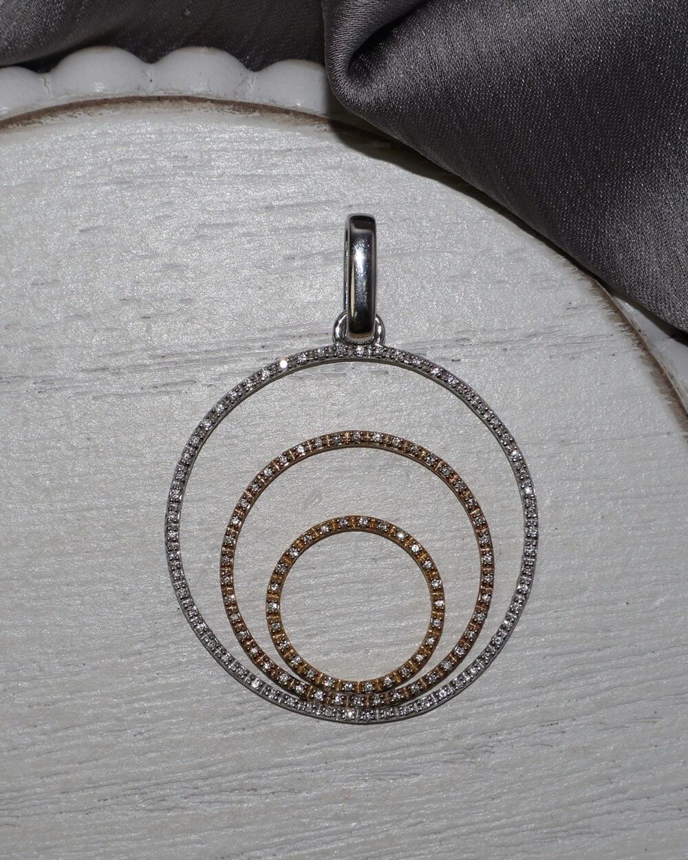 18k Yellow & White Gold Circle Pendant 5.30G / 1.7in